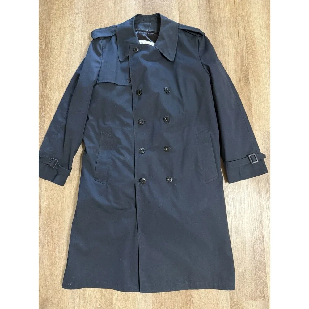 London Fog Navy Blue Lined Double Breasted Trench Coat Size Men’s 42 Long